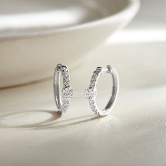 Classic pave diamond huggie hoops