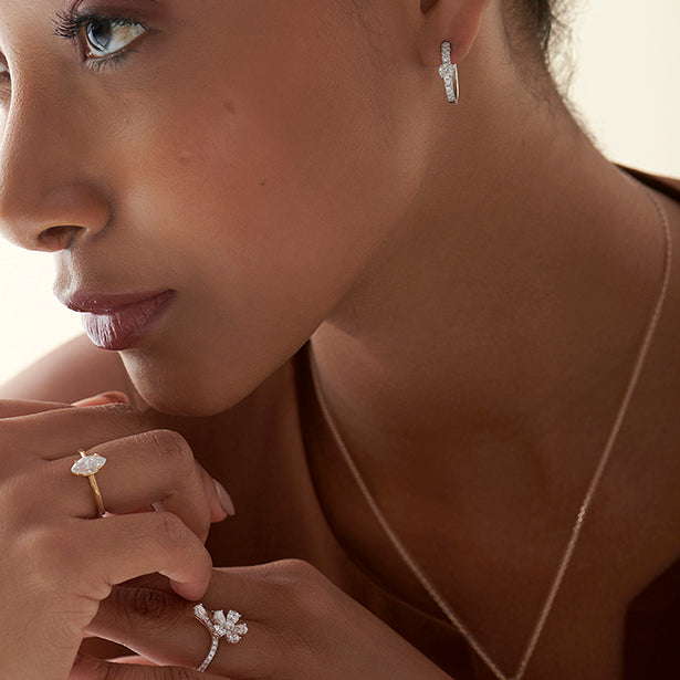 Classic pave diamond huggie hoops