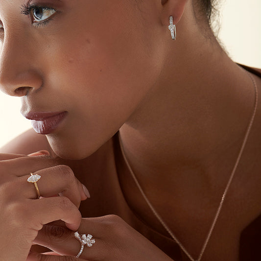 Classic pave diamond huggie hoops