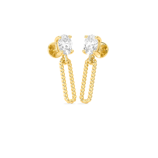 Elegant Oval Cut Diamond Drop Earrings