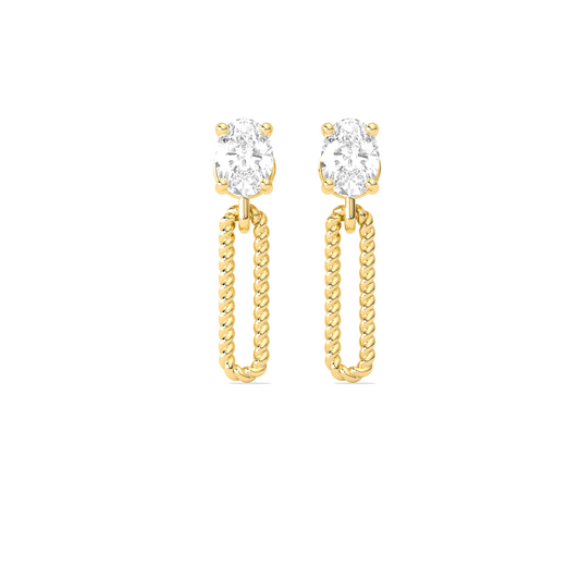 Elegant Oval Cut Diamond Drop Earrings