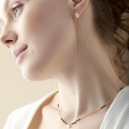 Oval-Cut Diamond Bezel Threader Earrings