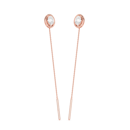Oval-Cut Diamond Bezel Threader Earrings
