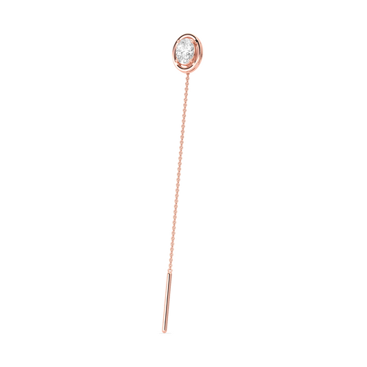 Oval-Cut Diamond Bezel Threader Earrings