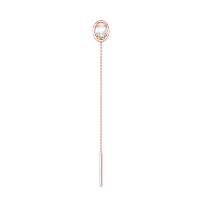 Oval-Cut Diamond Bezel Threader Earrings
