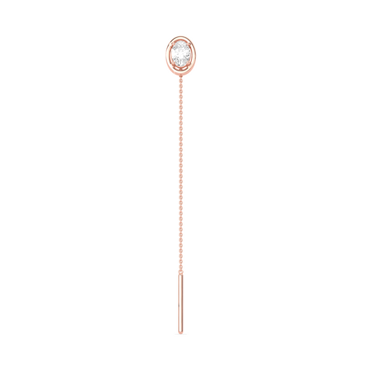 Oval-Cut Diamond Bezel Threader Earrings