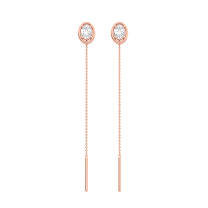 Oval-Cut Diamond Bezel Threader Earrings