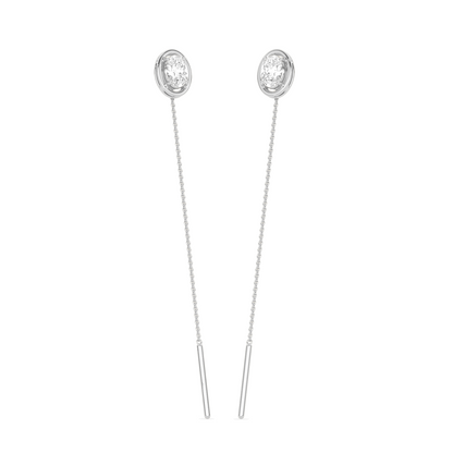 Oval-Cut Diamond Bezel Threader Earrings