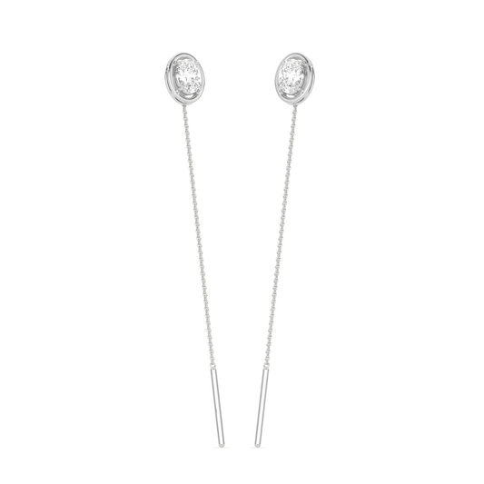 Oval-Cut Diamond Bezel Threader Earrings