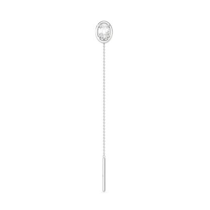 Oval-Cut Diamond Bezel Threader Earrings