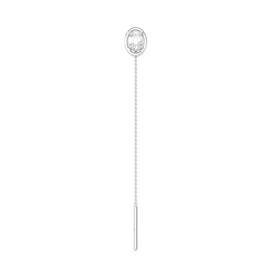 Oval-Cut Diamond Bezel Threader Earrings