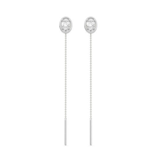 Oval-Cut Diamond Bezel Threader Earrings