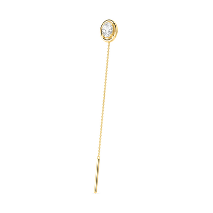 Oval-Cut Diamond Bezel Threader Earrings