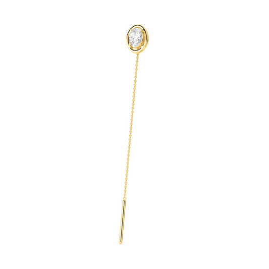 Oval-Cut Diamond Bezel Threader Earrings