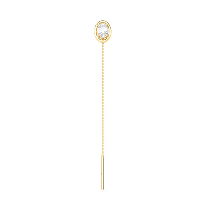 Oval-Cut Diamond Bezel Threader Earrings