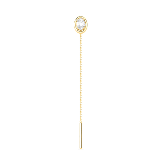 Oval-Cut Diamond Bezel Threader Earrings