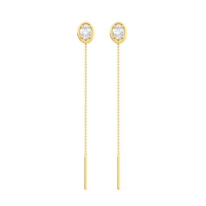 Oval-Cut Diamond Bezel Threader Earrings