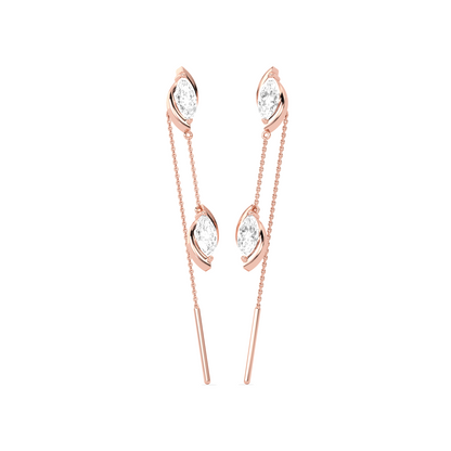 Marquise-Cut Double Diamond Threader Earrings