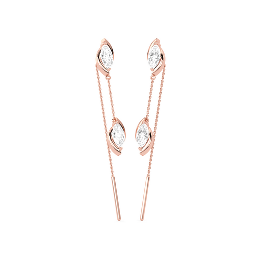 Marquise-Cut Double Diamond Threader Earrings