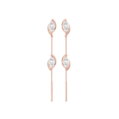 Marquise-Cut Double Diamond Threader Earrings