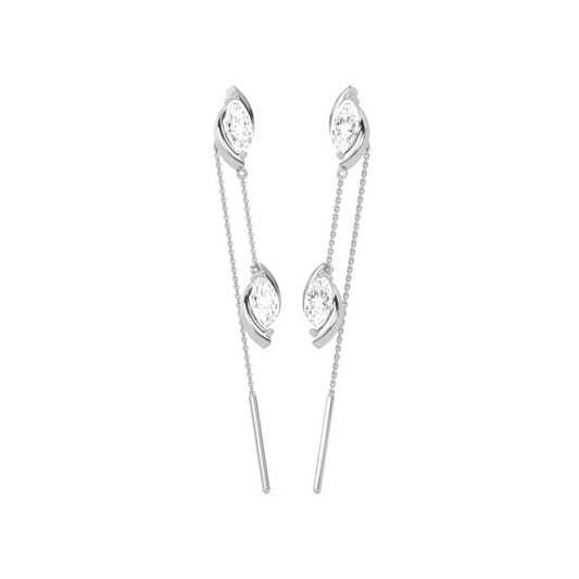 Marquise-Cut Double Diamond Threader Earrings
