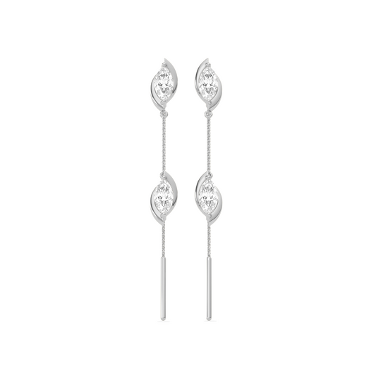 Marquise-Cut Double Diamond Threader Earrings