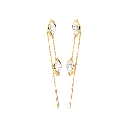 Marquise-Cut Double Diamond Threader Earrings