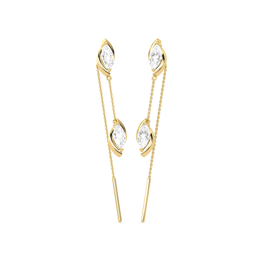 Marquise-Cut Double Diamond Threader Earrings
