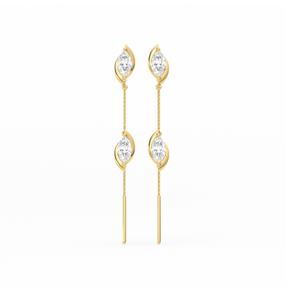 Marquise-Cut Double Diamond Threader Earrings