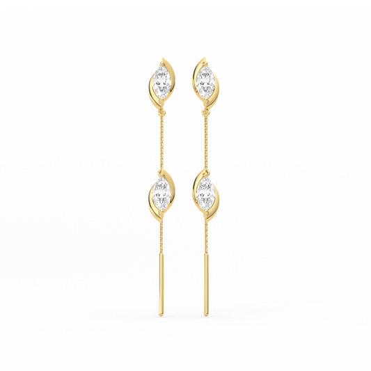 Marquise-Cut Double Diamond Threader Earrings