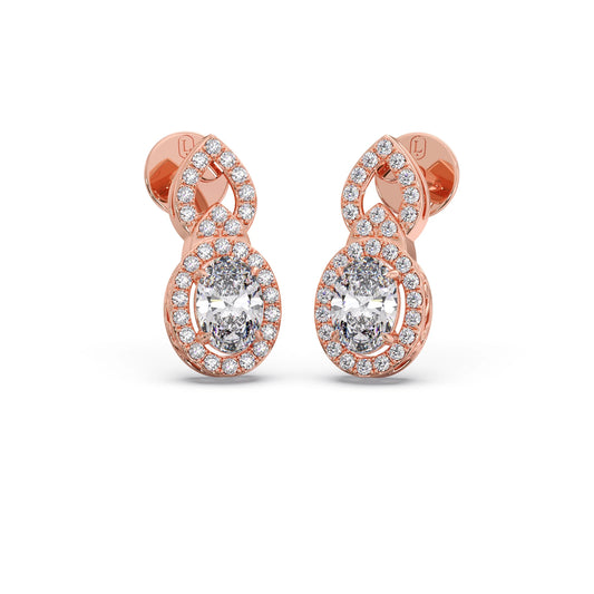 Oval Halo Infinity Diamond Stud Earrings