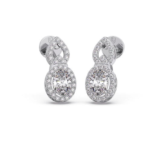 Oval Halo Infinity Diamond Stud Earrings