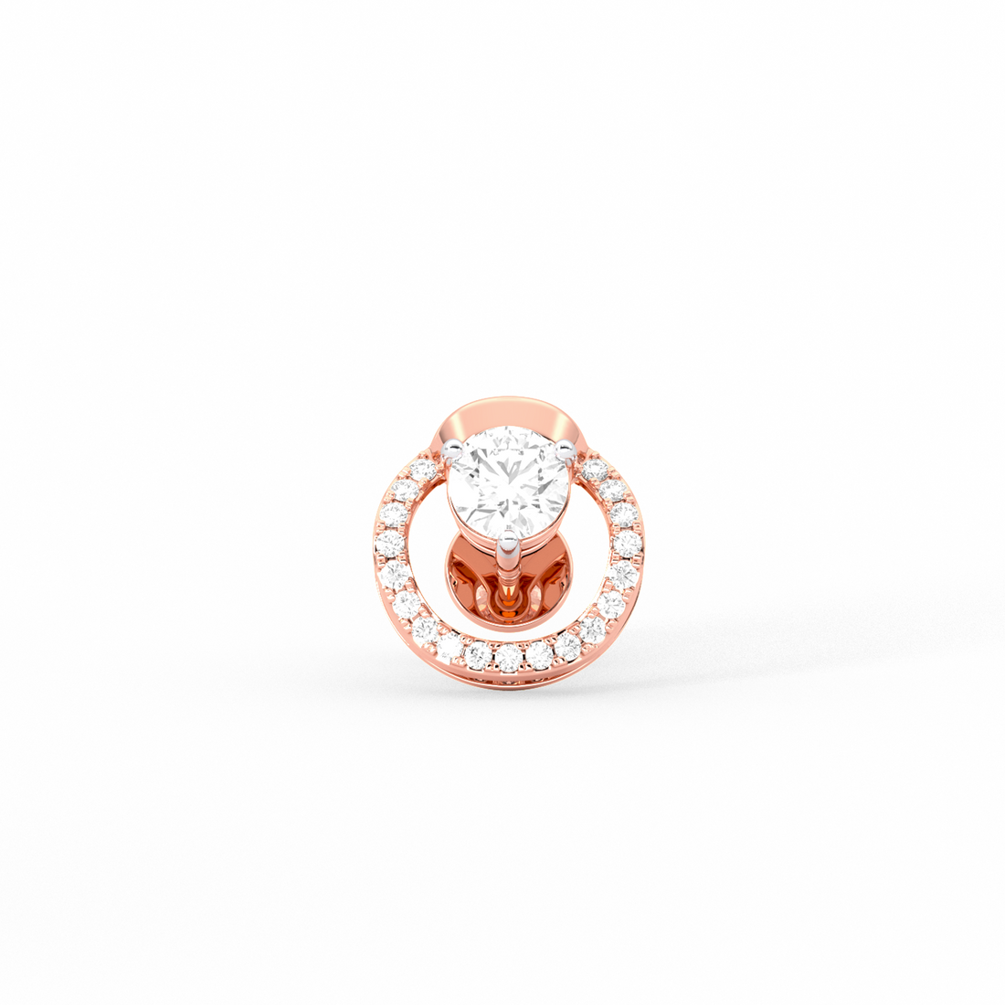 Floating Halo Round Diamond Stud Earrings