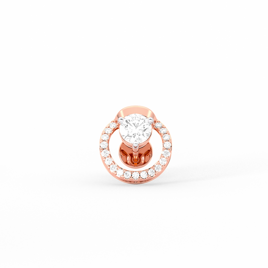 Floating Halo Round Diamond Stud Earrings
