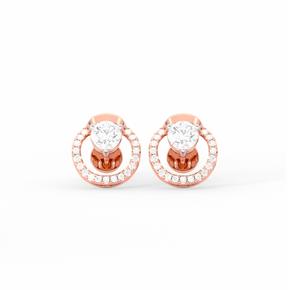 Floating Halo Round Diamond Stud Earrings