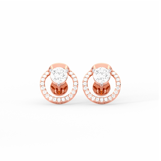Floating Halo Round Diamond Stud Earrings