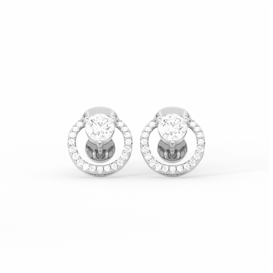Floating Halo Round Diamond Stud Earrings