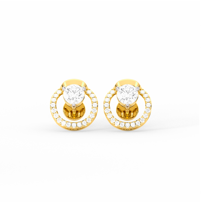 Floating Halo Round Diamond Stud Earrings