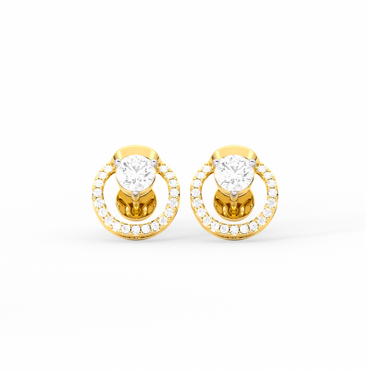 Floating Halo Round Diamond Stud Earrings