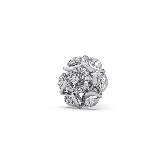 Flower Diamond Stud Platinum Earrings
