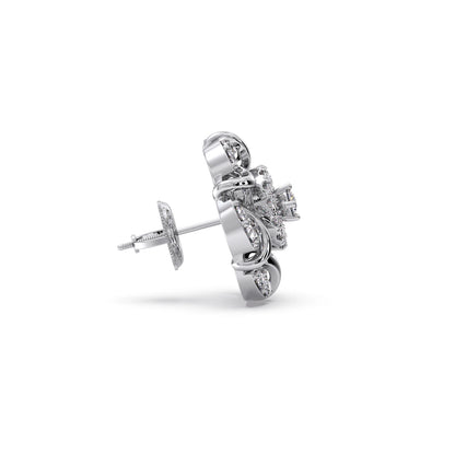 Flower Diamond Stud Platinum Earrings