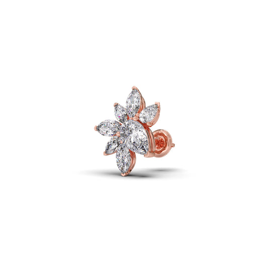 Floral Pear and Marquise Diamond Stud Earrings
