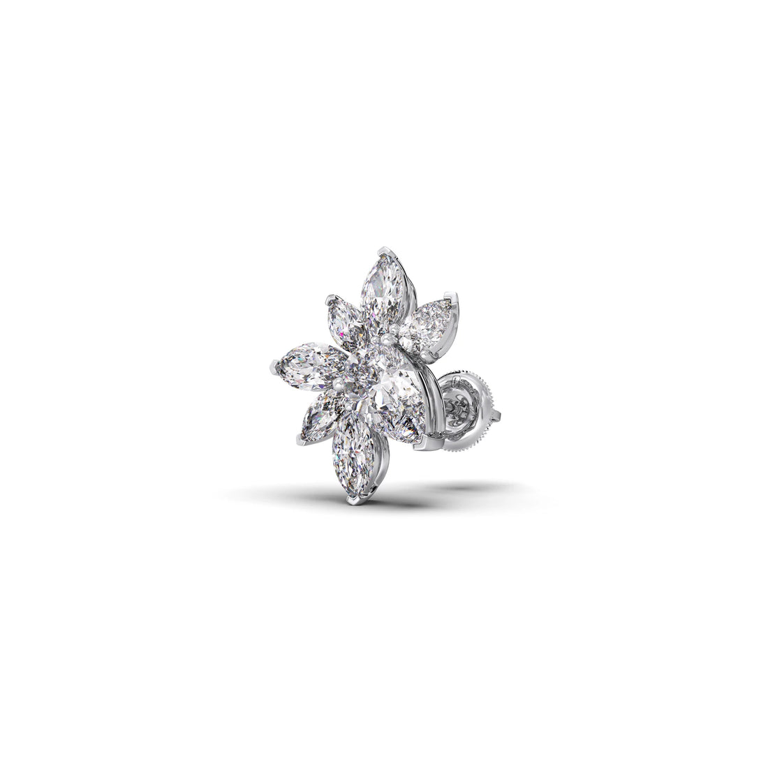 Floral Pear and Marquise Diamond Stud Earrings