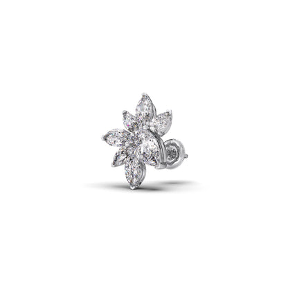 Floral Pear and Marquise Diamond Stud Earrings