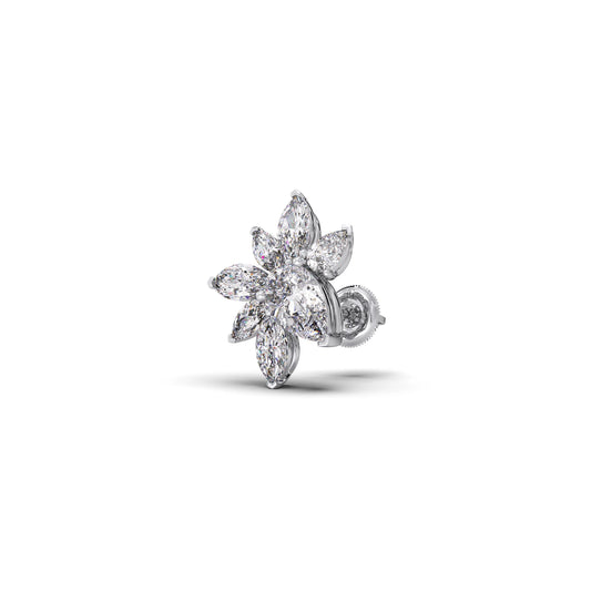 Floral Pear and Marquise Diamond Stud Earrings