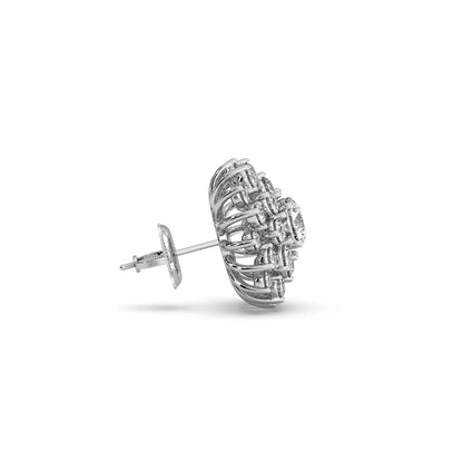 Floral Halo Round Diamond Earrings