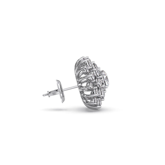 Floral Halo Round Diamond Earrings