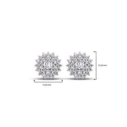 Floral Halo Round Diamond Earrings