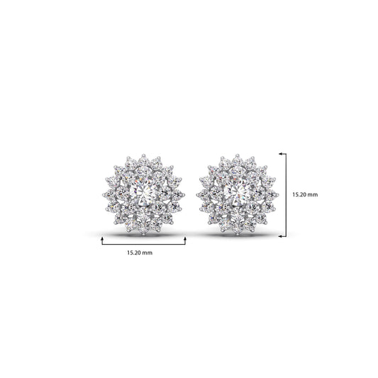 Floral Halo Round Diamond Earrings