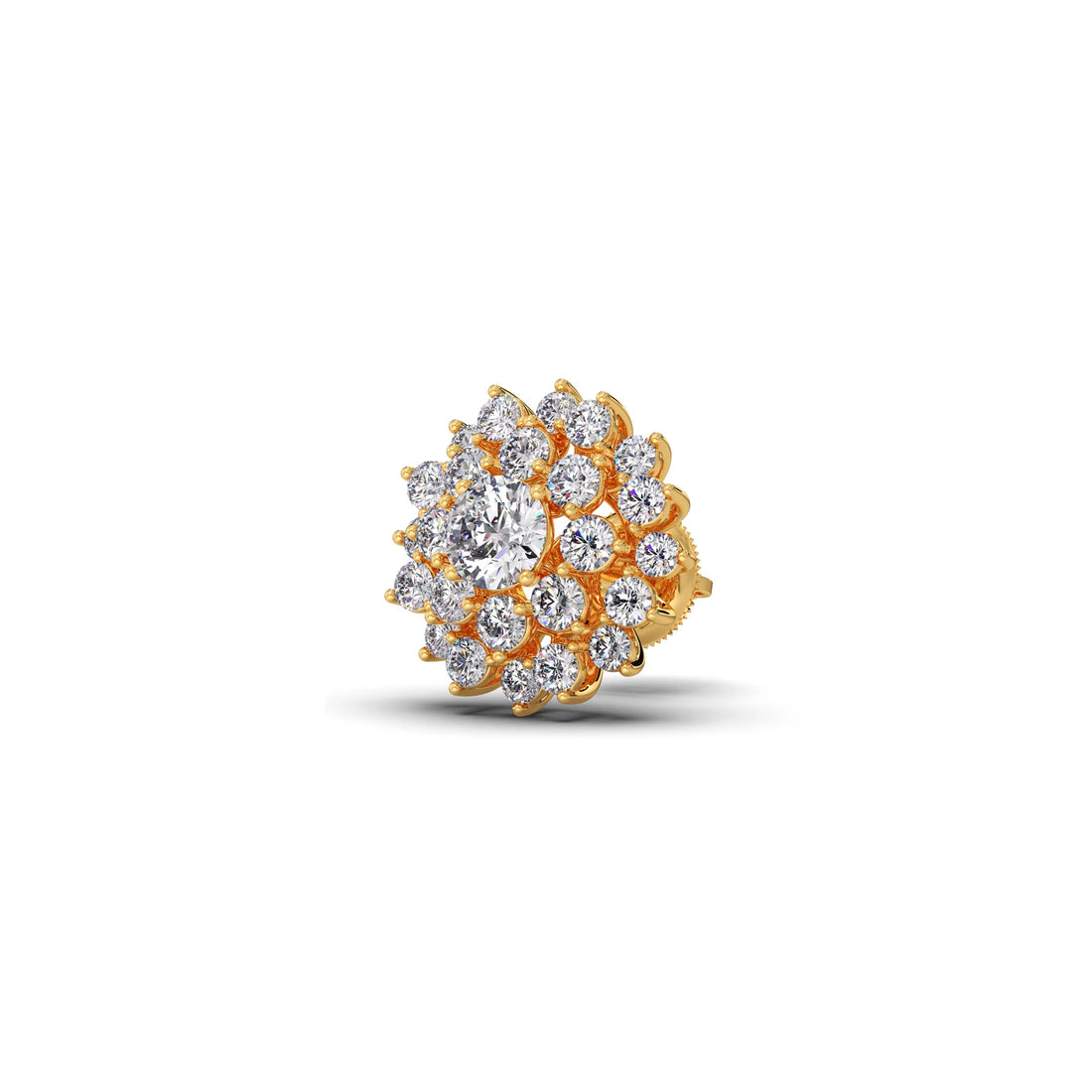Floral Halo Round Diamond Earrings